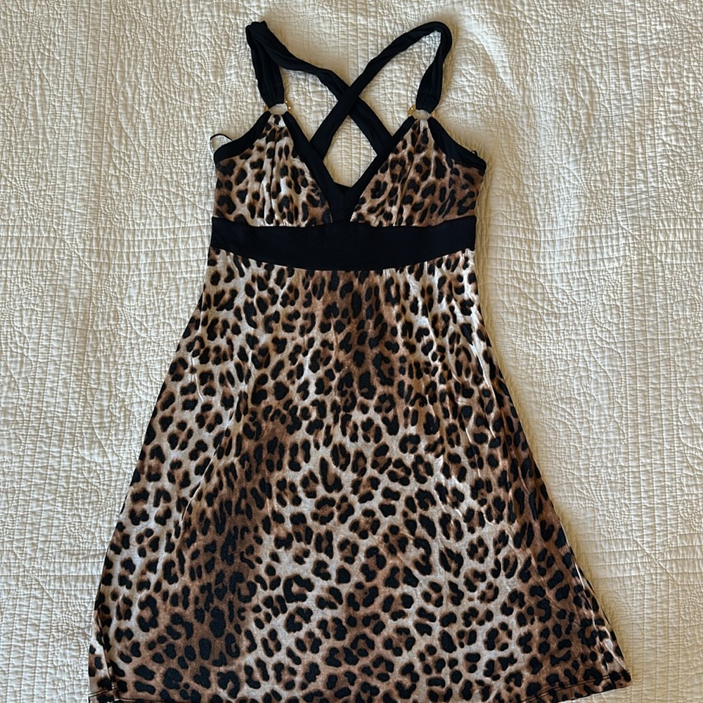 Guess Leopard Print Dress with Black Straps